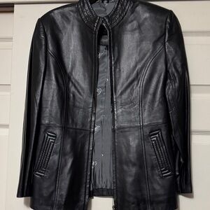 Elegant Black Leather Jacket for Women
